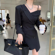 Asymmetric One-Shoulder Blazer Dress