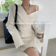 Asymmetric One-Shoulder Blazer Dress
