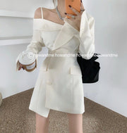 Asymmetric One-Shoulder Blazer Dress