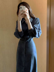 Black Polo-Collar Shirt Dress