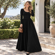 EO Apparel regenerated US lifestyle - Hepburn-Style Black Long-Sleeve Dress