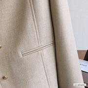 Women's Gray Collarless Cropped Jacket with Gold-Tone Buttons — Verified detail view
