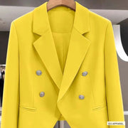Women's Ivory Cropped Double-Breasted Blazer — Verified detail view