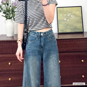 Women's Blue High-Rise Full-Length Wide-Leg Jeans — Verified detail view