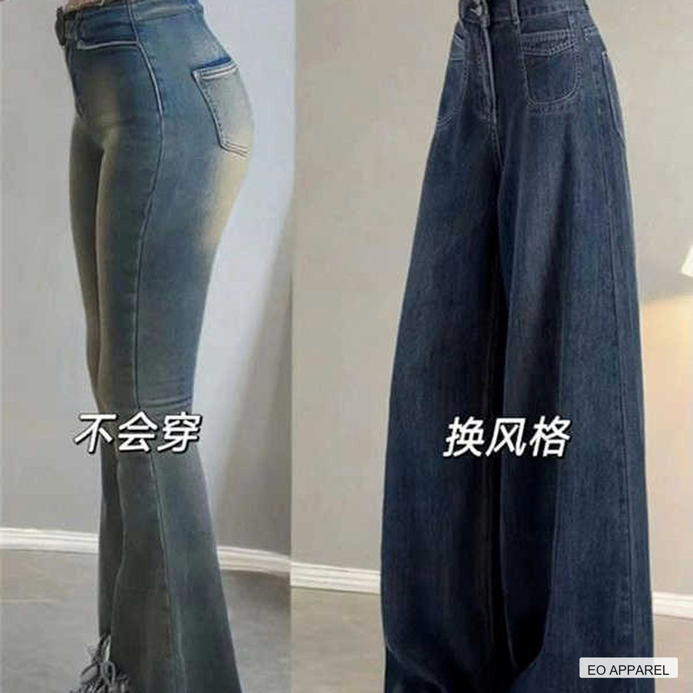Women's Vintage Blue High-Rise Wide-Leg Jeans — Real outfit styling view
