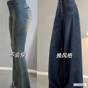 Women's Vintage Blue High-Rise Wide-Leg Jeans — Real outfit styling view