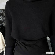 Women's Black Knit Cape Top and Maxi Skirt Look — Verified detail view
