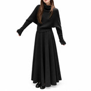 Women's Black Knit Cape Top and Maxi Skirt Look — Main product view