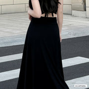 Women's Black High-Rise Viscose Flowing Maxi Skirt — Verified detail view