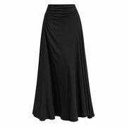 Women's Black High-Rise Viscose Flowing Maxi Skirt — Main product view