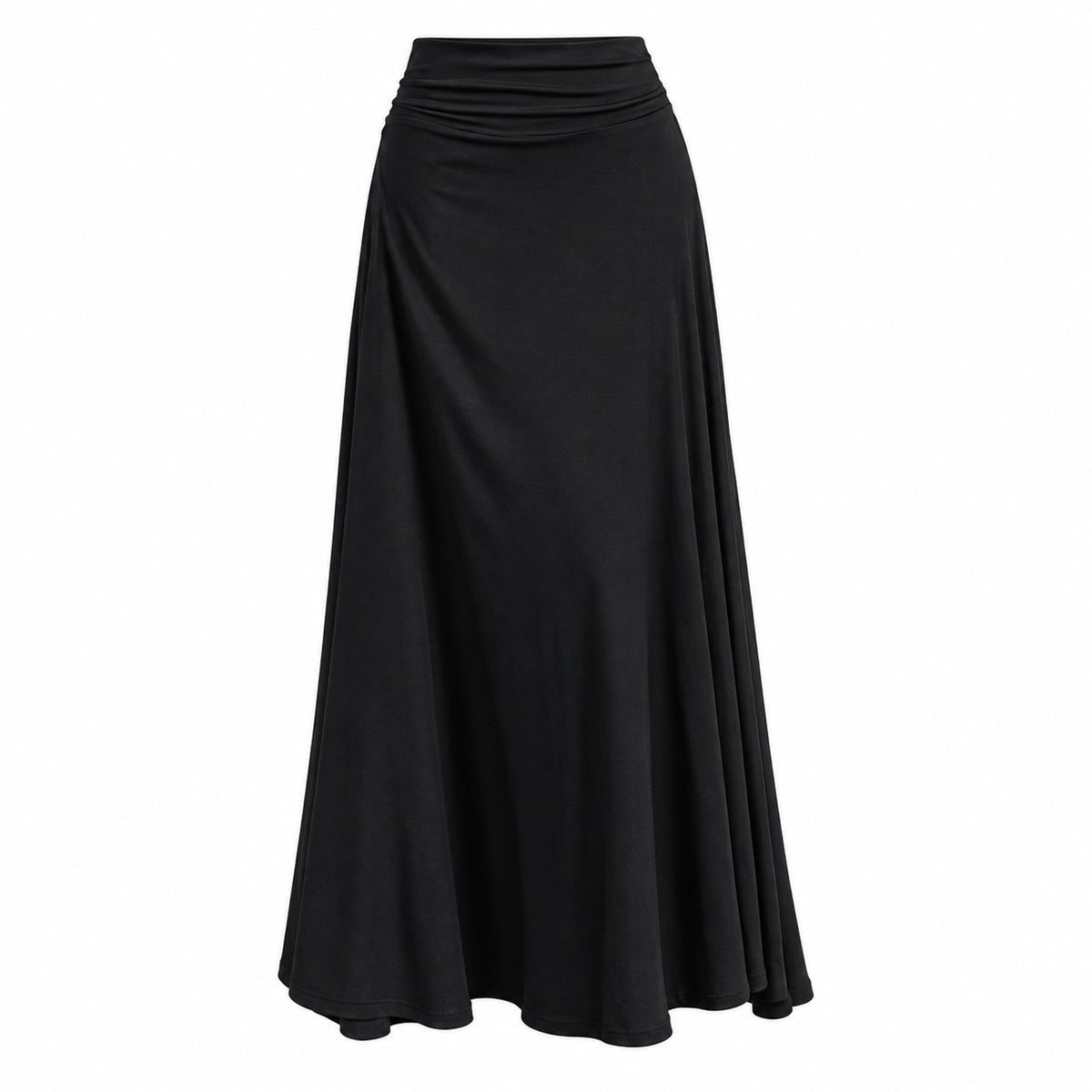 Women's Black High-Rise Viscose Flowing Maxi Skirt — Main product view