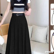 Women's Black High-Waist Pleated A-Line Midi Skirt — Verified detail view