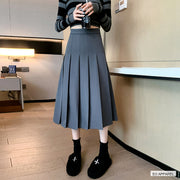 Women's Muted Green High-Waist Pleated Midi Skirt — Real outfit styling view