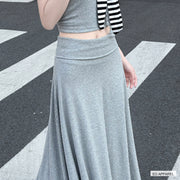 Women's Light Gray High-Rise Viscose Maxi Skirt — Verified detail view