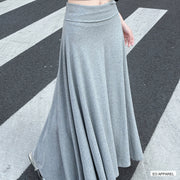 Women's Light Gray High-Rise Viscose Maxi Skirt — Real-life product view