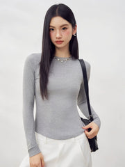 Ribbed Crew-Neck Long-Sleeve Top