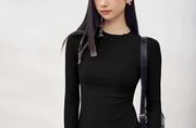 Ribbed Crew-Neck Long-Sleeve Top