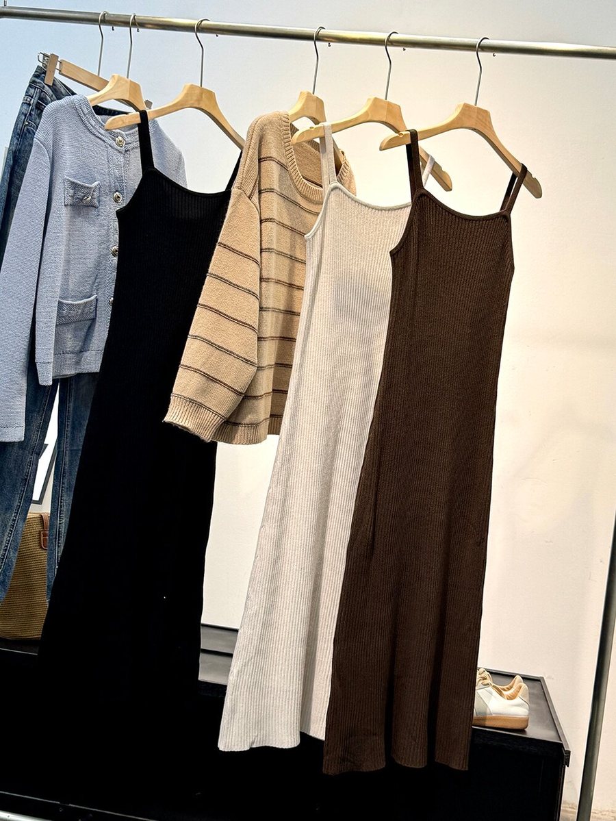 Ribbed Knit Slip Dress